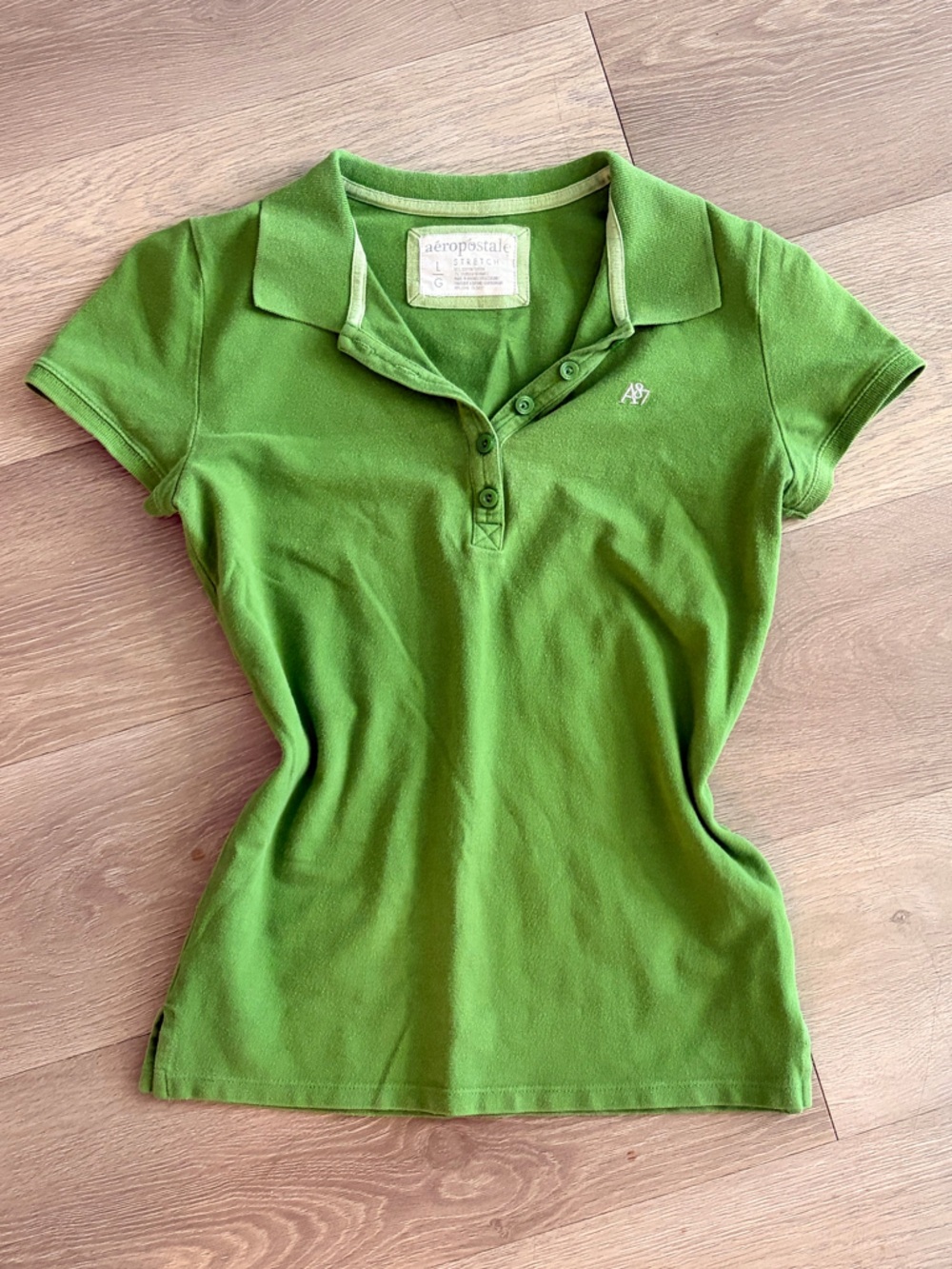 Y2K Aeropostale Women's Green Polo Shirt